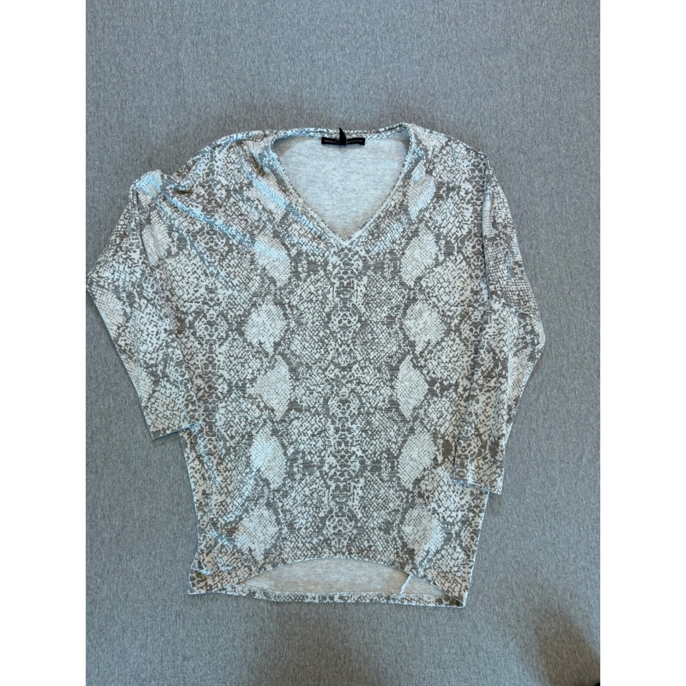 White House Black Market Grey Snakeskin Print V-Neck Dolman Top XS